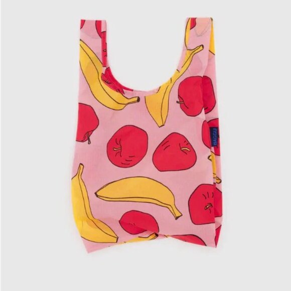 BAGGU Baby Reusable Shopping Tote - Light Pink Apples & Bananas - Picture 1 of 6